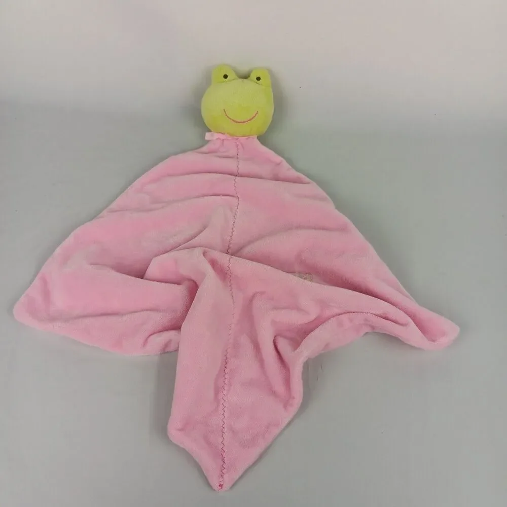 Carters Precious Firsts Baby Security Blanket Pink Green Frog Lovey Plush Toy